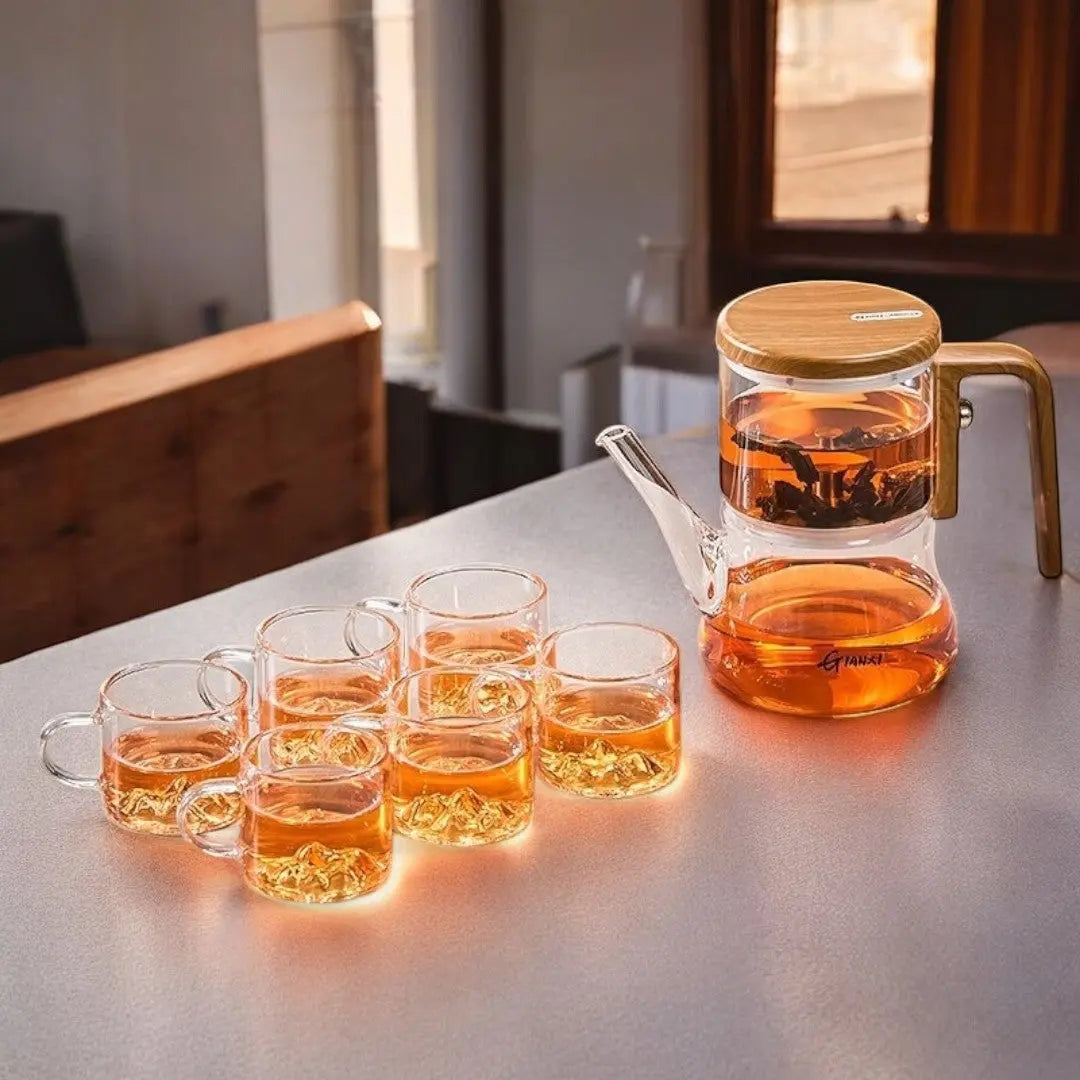 Teapot Borosilicate Glass 740 ml 26.0 fl oz Tea Brewing Magnetic Filter Wooden Handle Loose Leaf Herbal Tea Pot | Thomler