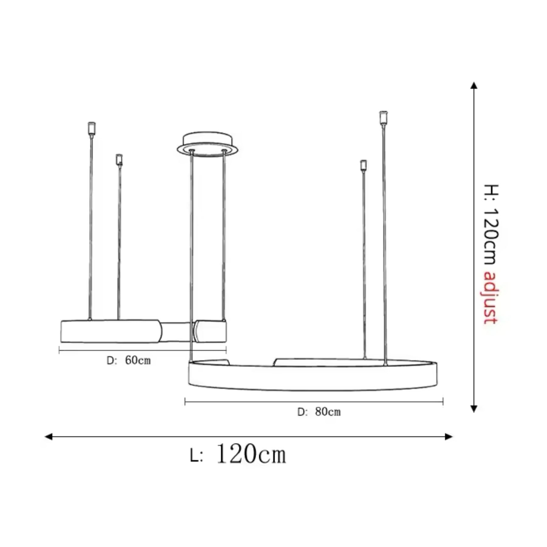 Pendant Light Aluminium Integrated LED 50.0 cm Adjustable Dining Room Living Room Hallway Ceiling Lamp Modern Minimalist Ring Design | Thomler