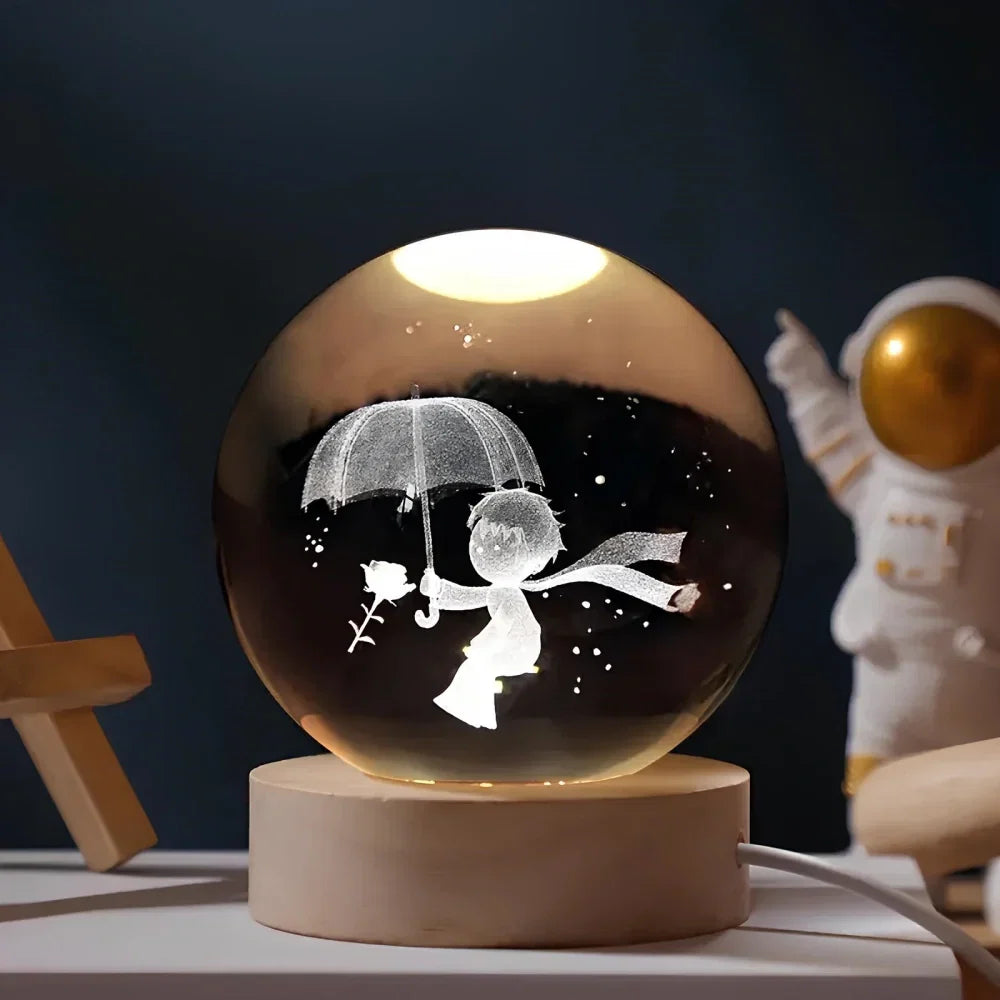 Cosmic Crystal Ball Night Light with LED Color Display | 25 Space Designs | USB Powered Galaxy Sphere Lamp for Bedroom, Living Room & Gift | Thomler