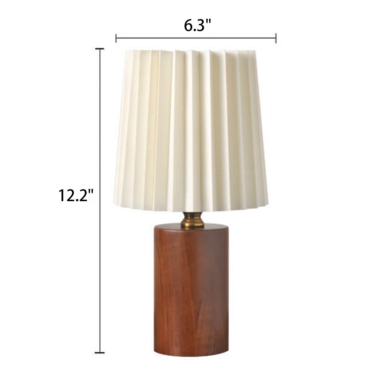 Table Lamp Wood Pleated Fabric Shade 31.0 cm Bedroom Nightstand Scandinavian Japandi Desk Light USB E26 | Thomler