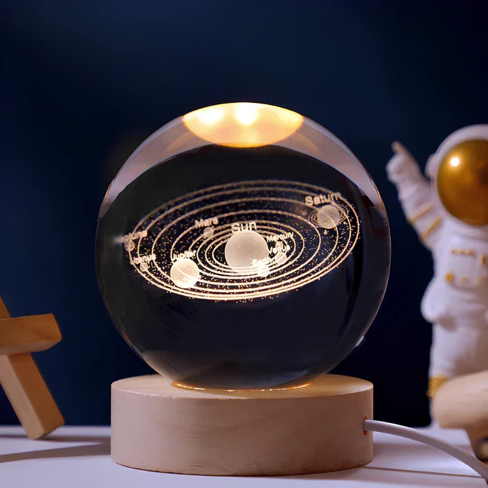 Cosmic Crystal Ball Night Light with LED Color Display | 25 Space Designs | USB Powered Galaxy Sphere Lamp for Bedroom, Living Room & Gift | Thomler