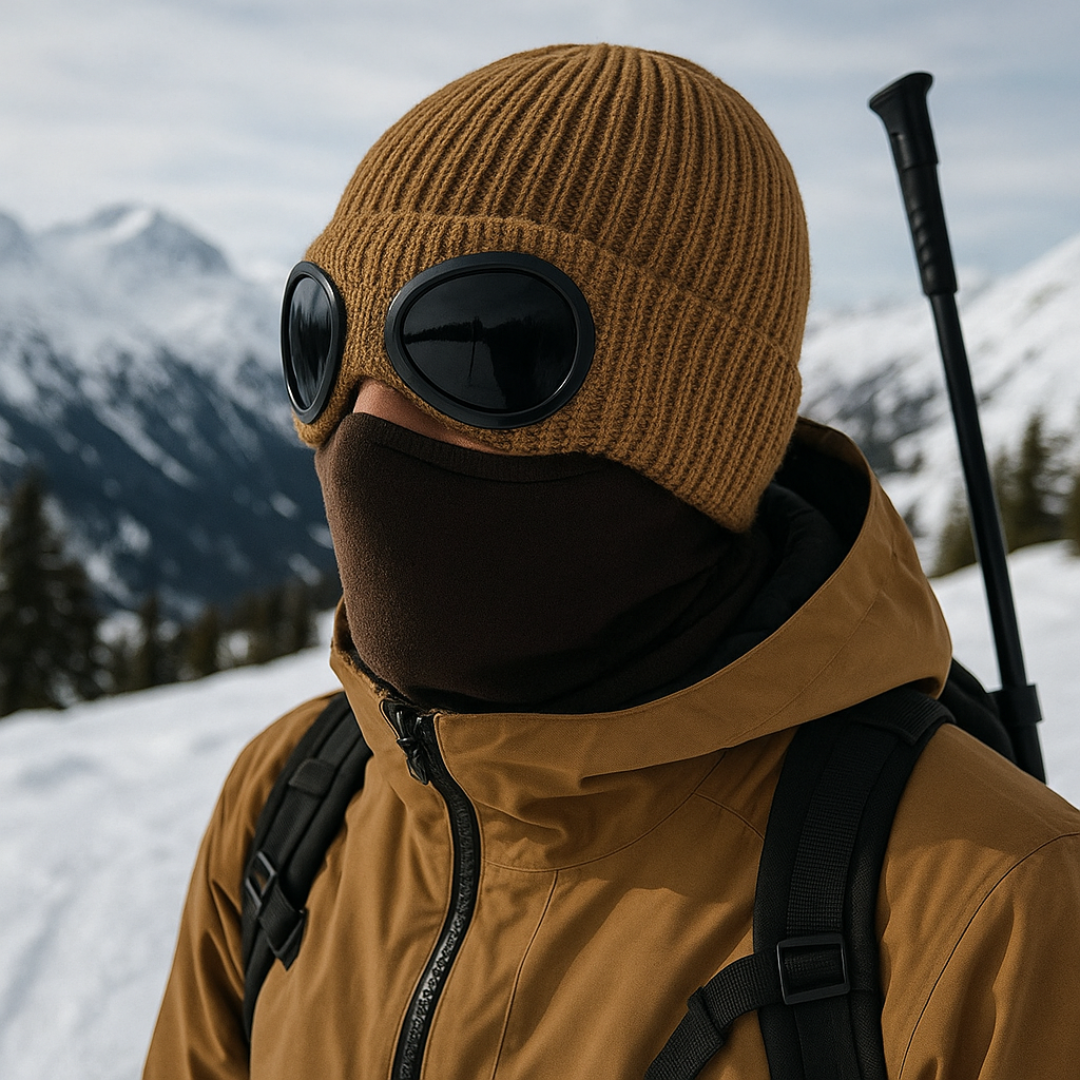 Knit Beanie with Flip-Down Goggles – Windproof Winter Hat for Outdoor Activities | Thomler
