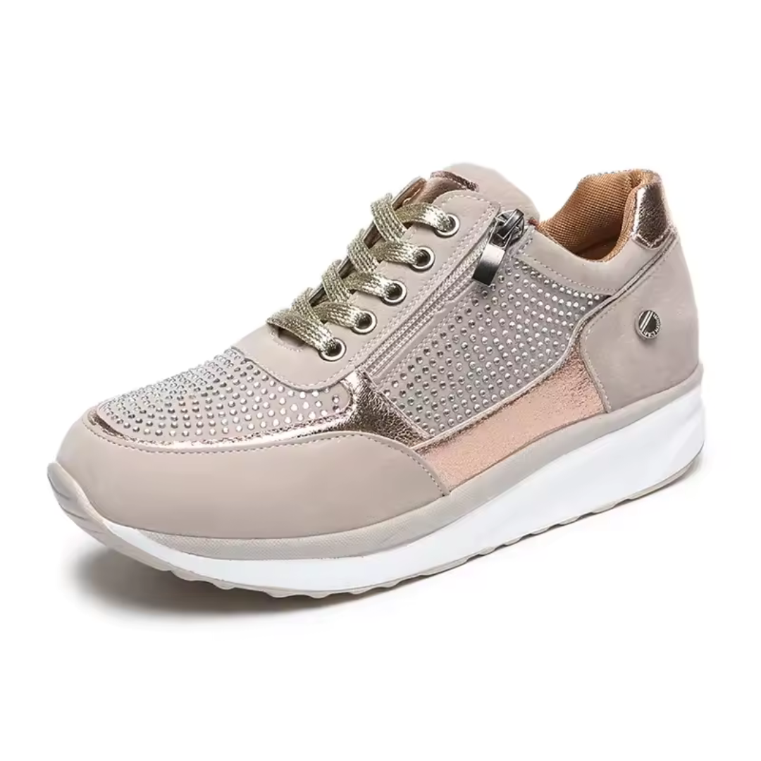 Women's Cushioned Walking Sneakers with Side Zipper – Lightweight Everyday Shoes for Work, Travel & Casual Outings | Thomler