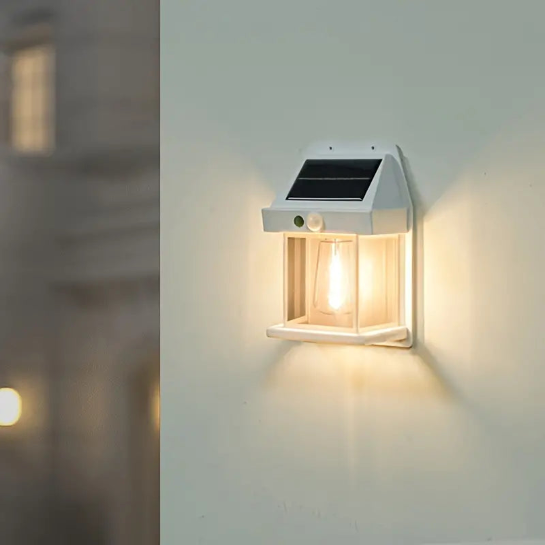 Solar Motion Sensor Wall Light for Outdoor Garden & Patio - Wireless LED Lantern with Auto-On Dusk to Dawn Sensor | Thomler