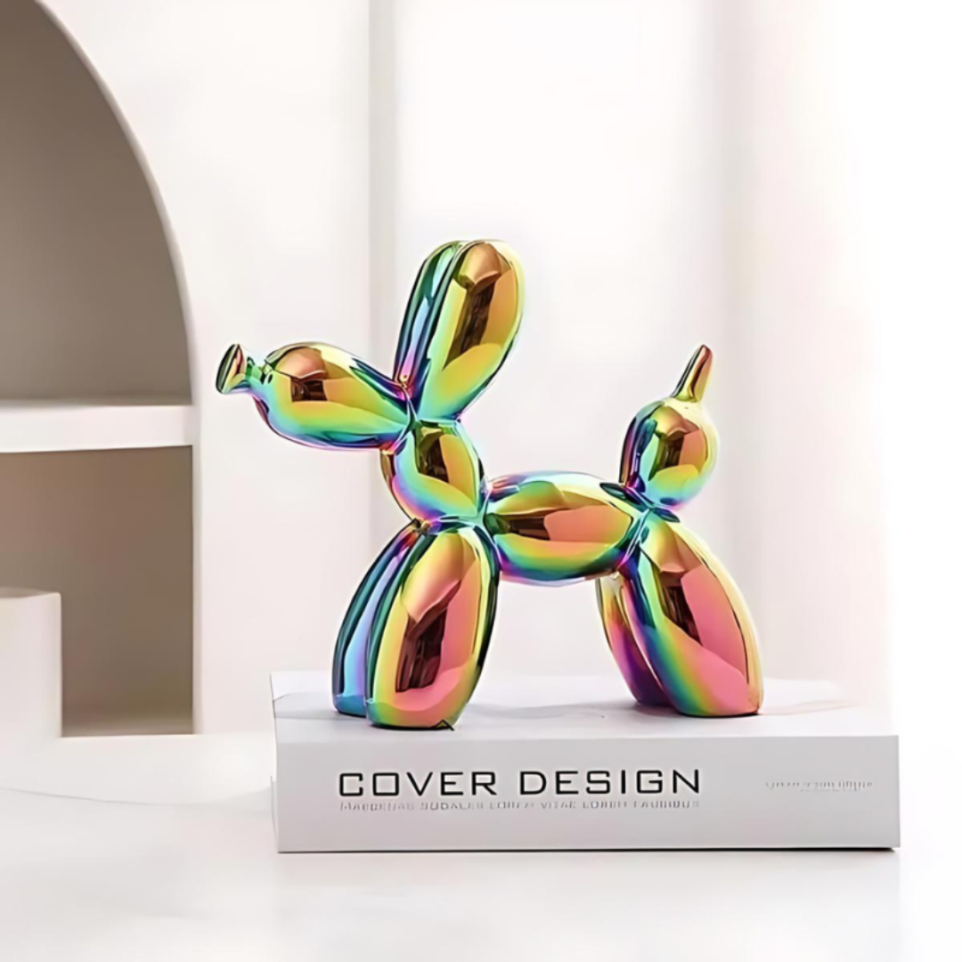 Ceramic Balloon Dog Sculpture – Glossy Tabletop Art Accent for Shelves, Mantels & Desks – Pop Art Style Home Decor Statement Piece | Thomler