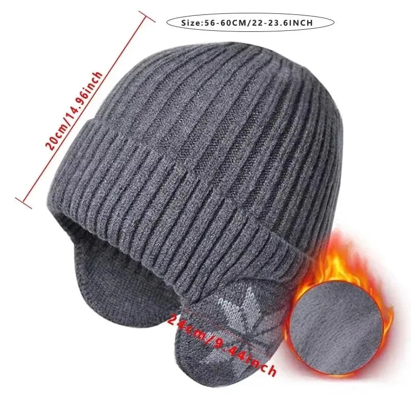 Ribbed Fleece-Lined Winter Hat with Built-In Ear Flaps for Men & Women | Thomler