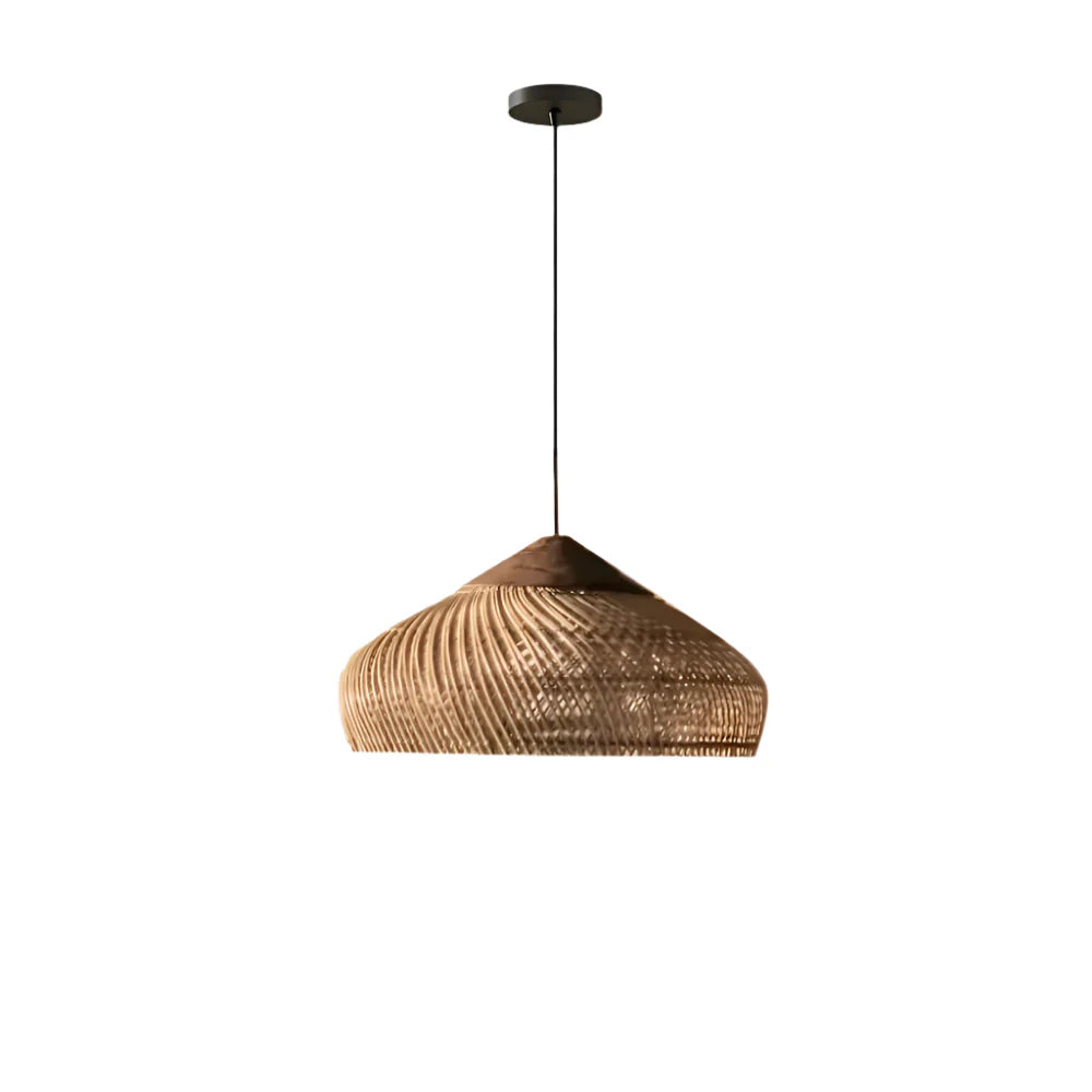 Pendant Light Rattan Woven 23.6 in Natural Dining Room Kitchen Island Hanging Ceiling Lamp Boho Farmhouse Lighting | Thomler