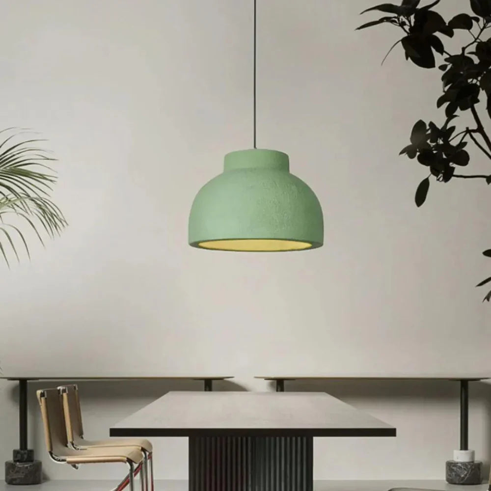Pendant Light Polystyrene Dome 15.4 in White Dining Room Kitchen Island Hanging Ceiling Lamp Minimalist Nordic Wabi Sabi | Thomler
