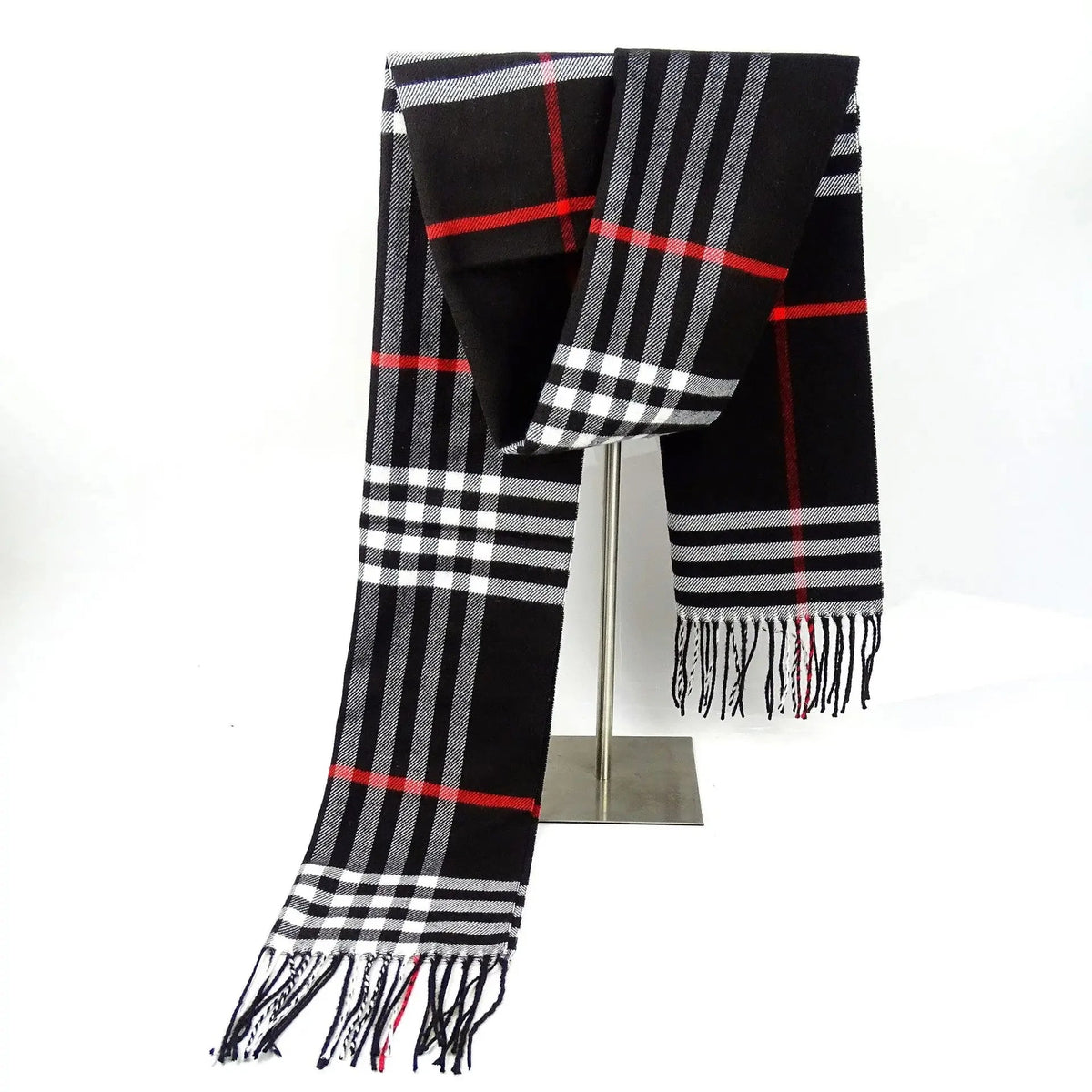 Checkered Polyester Cold-Weather Wrap – Plush Fleece Muffler for Men & Women | Thomler
