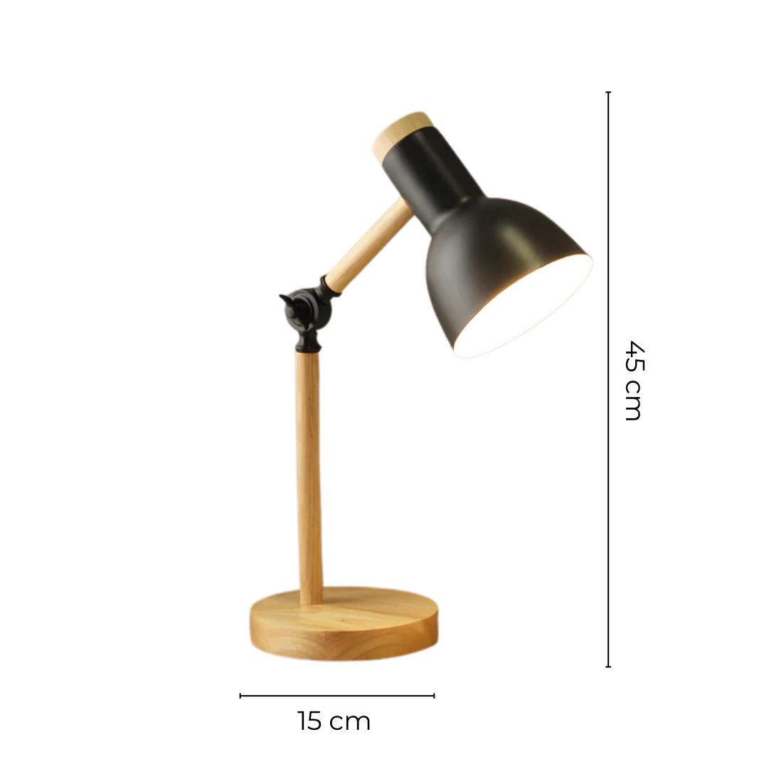 Pivoting LED Desk Lamp with Wood Base & Metal Shade – Directional Task Lighting for Home Office | Thomler