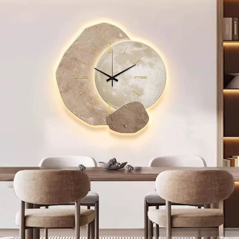 Wall Clock Layered Organic Design Silent Movement Beige Scandinavian Living Room Bedroom Japandi Decorative Timepiece | Thomler