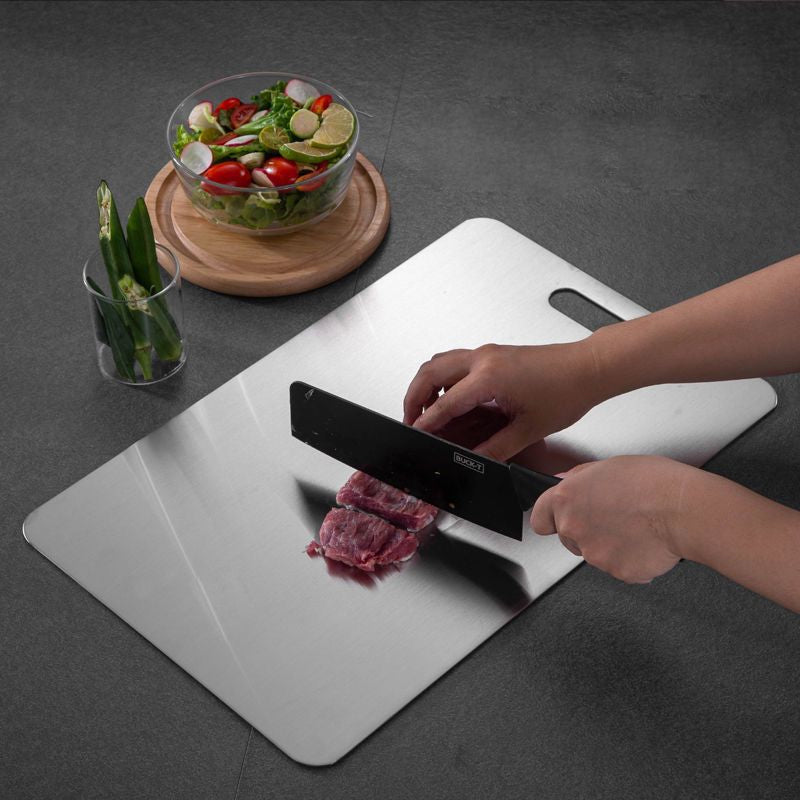 Dual-Surface Stainless Steel Cutting Board for Kitchen Food Prep & Meal Safety | Rust-Resistant Chopping Board for Meat, Vegetables, Bread | Thomler