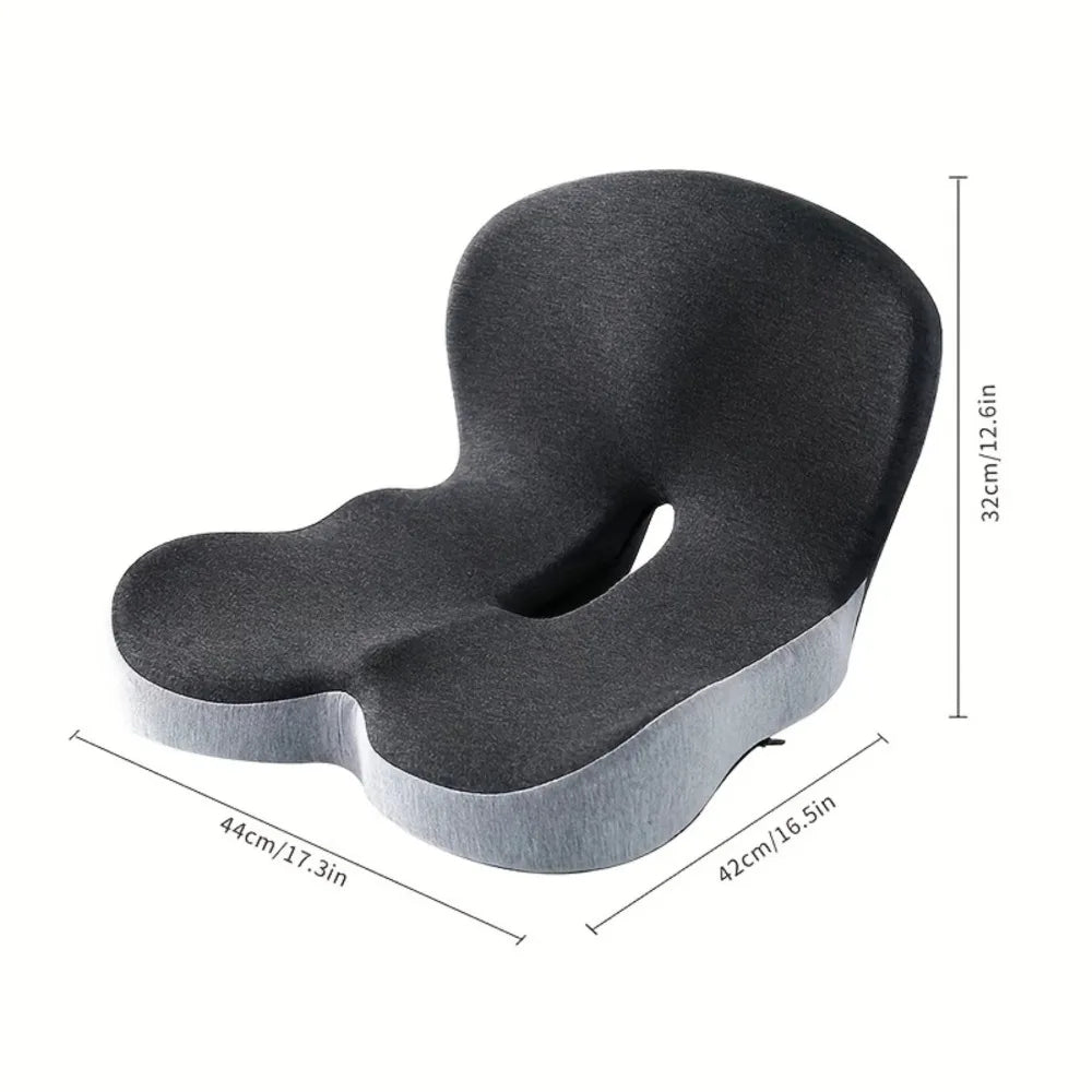 Ergonomic Seat Cushion with Integrated Back Support for Office Chair, Car & Home – Memory Foam Hip & Spine Alignment Pad | Thomler