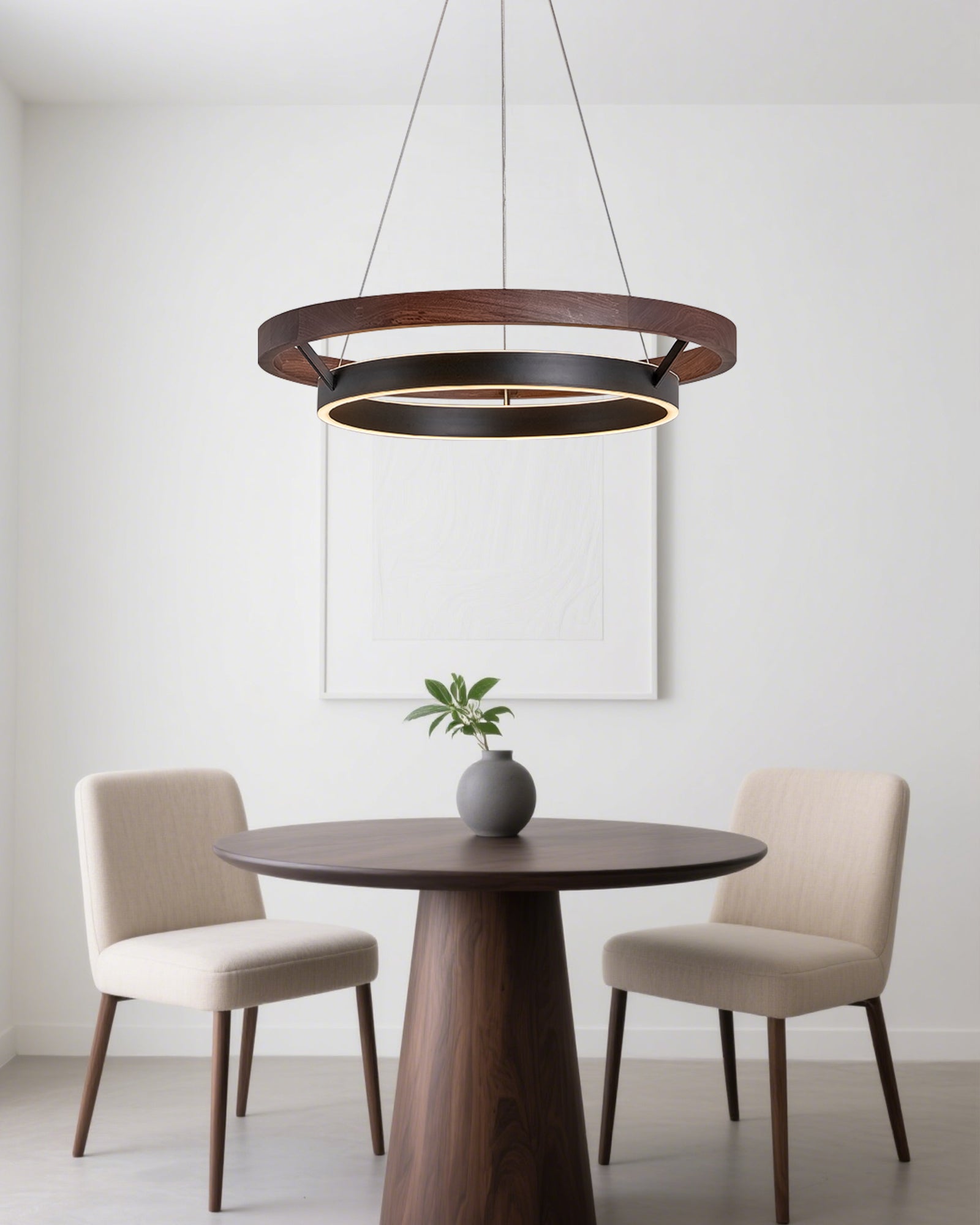 Pendant Light Wood Ring 60.0 cm (23.6") LED Dining Room Adjustable Hanging Ceiling Chandelier Modern Farmhouse Kitchen Island | Thomler