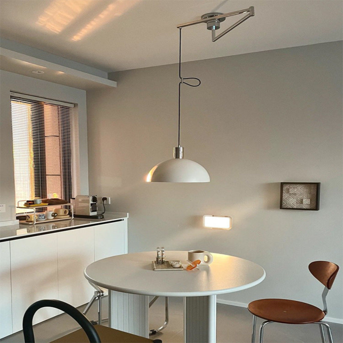 Articulating Chrome Pendant with Retractable Arm – Island & Studio Light | Thomler