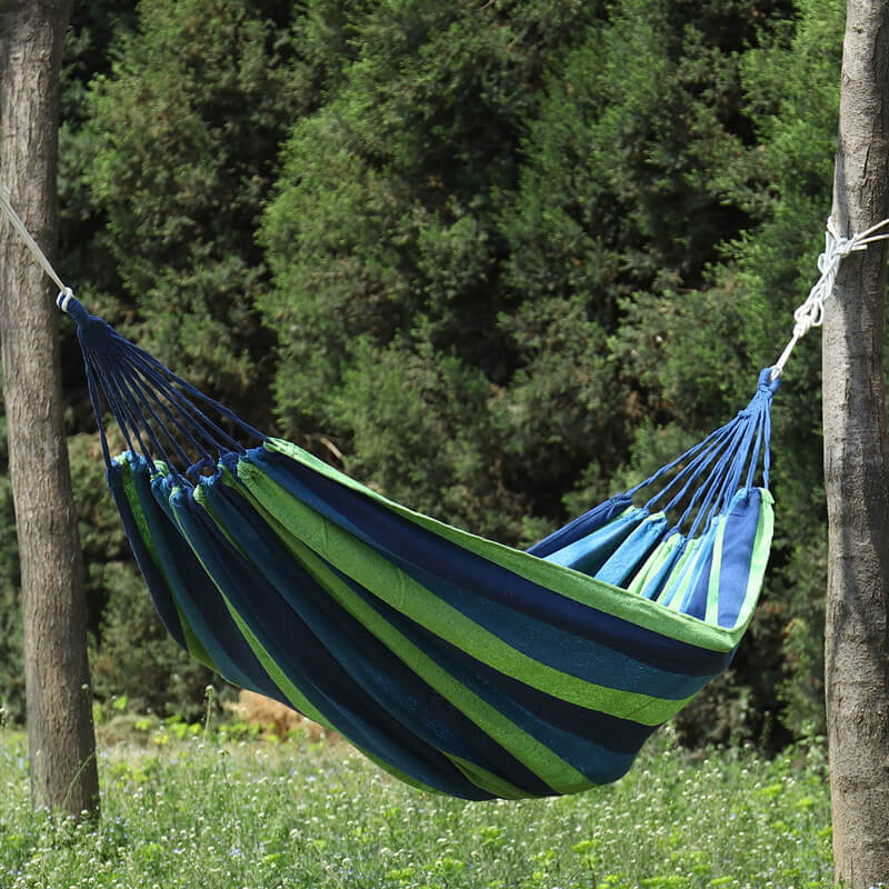 Hammock Cotton Blend 260.0 cm Portable Garden Balcony Camping Relaxation Swing Bed With Storage Bag Anti Tilt Design | Thomler