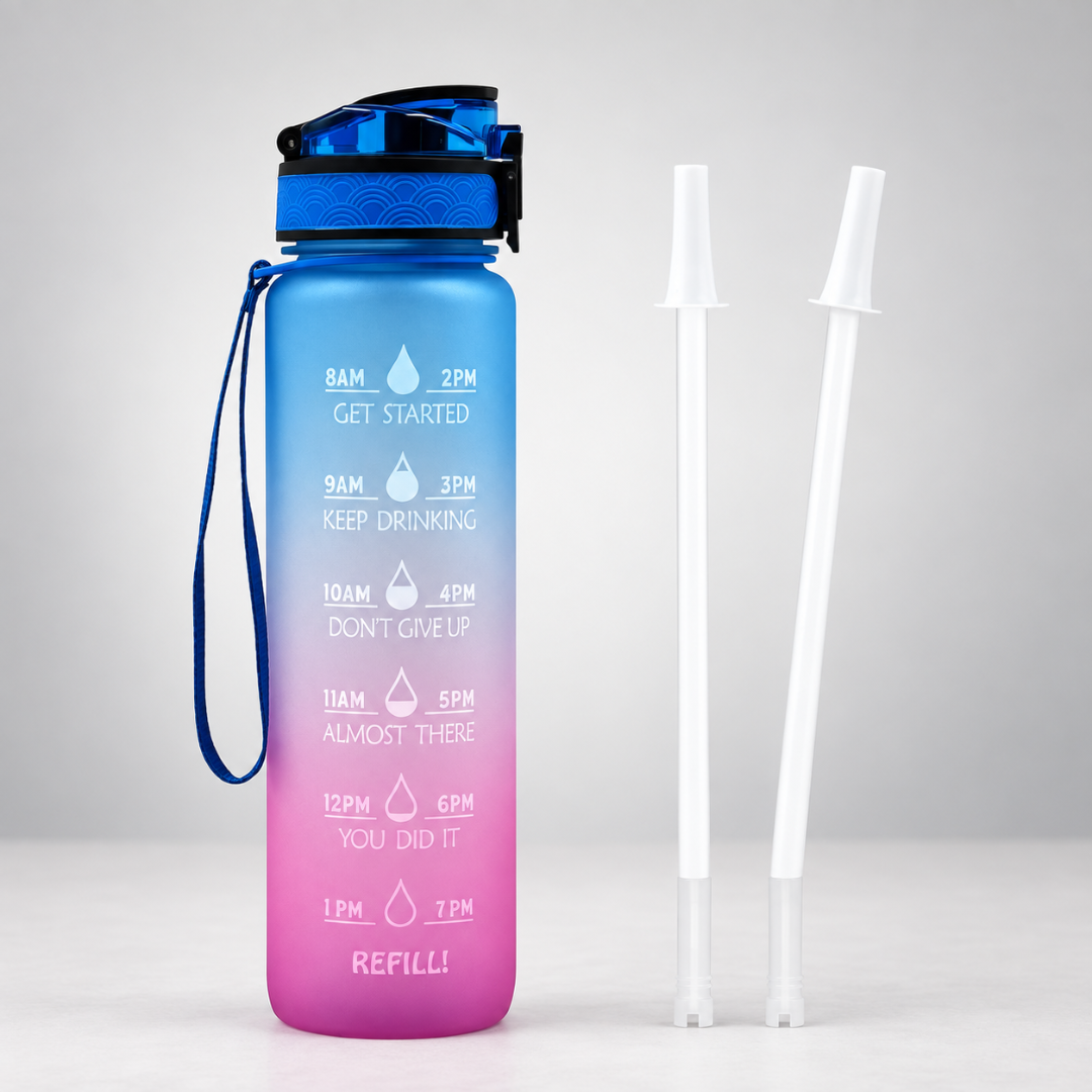 1L Time-Marked Water Bottle with Motivational Tracker for Daily Hydration Goals | Thomler