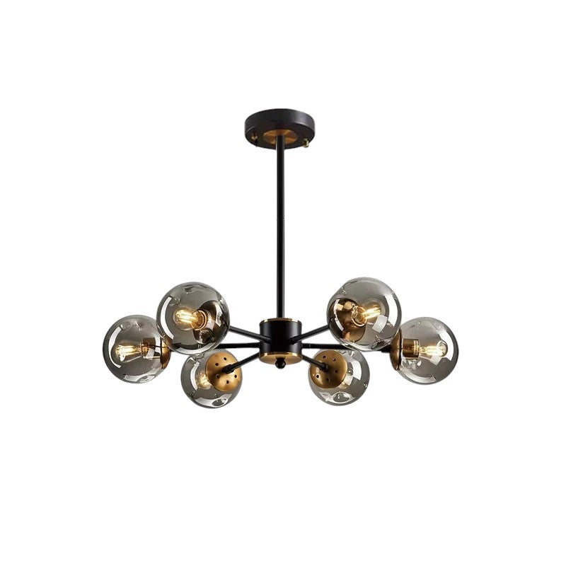 Pendant Light Glass Iron 100.0 cm Black Dining Room Living Room Scandinavian Chandelier Multi Globe Ceiling Light | Thomler