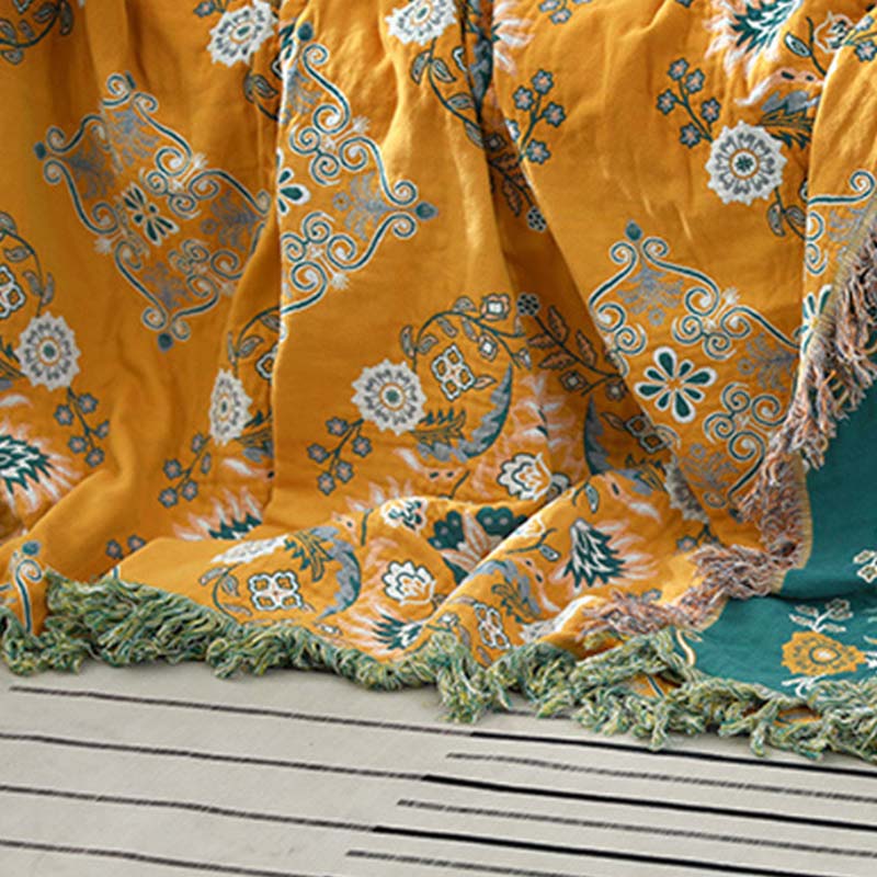 Reversible Cotton Quilt Lightweight Floral Bedspread for All Seasons Queen King Full Size Breathable Coverlet | Thomler
