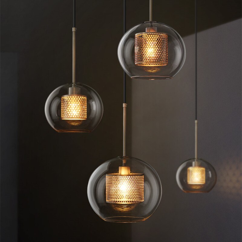Modern Hanging Ceiling Fixture with Clear Glass Shade & Brass Hardware for Kitchen Island, Dining Room | Thomler