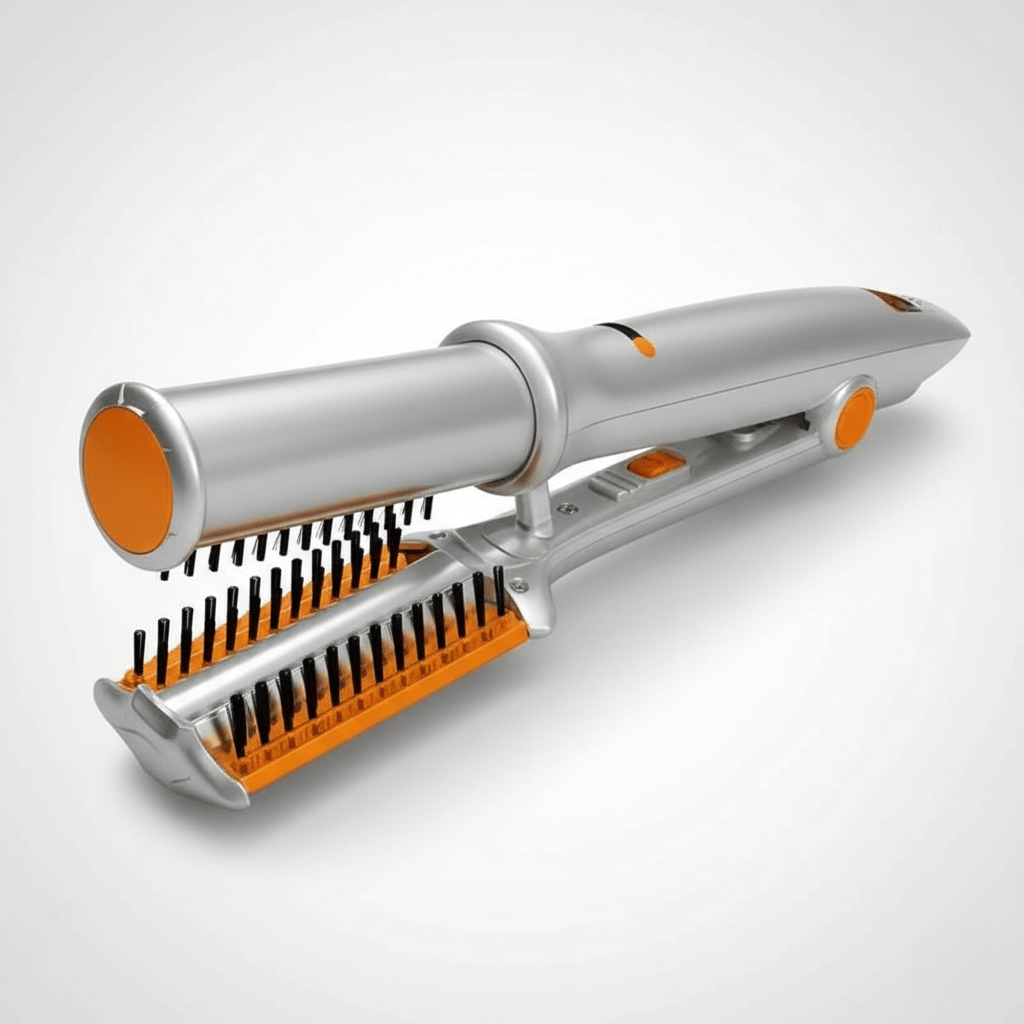 Heated Ceramic Barrel Hair Styler with Auto-Rotate Brush & 3 Temperature Settings for Volume and Curls | Thomler