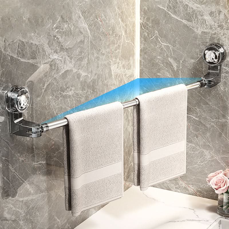 Rotating Wall-Mount Towel Bar with Suction Cup – No Drilling Needed, Adjustable Length for Small & Large Bathrooms | Thomler