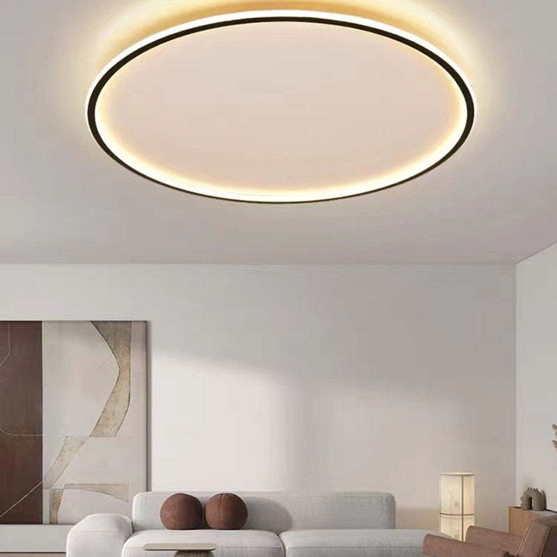 Dimmable Round LED Flush Mount Ceiling Light for Bedroom Living Room | Black White Metal Acrylic | Indoor Hardwired 12-20 Inch Fixture | Thomler