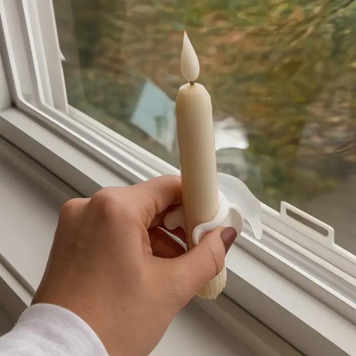 Window Candles Plastic 18.2 cm 7.2" Ivory Window Decoration Flameless LED Flickering Lights With Twilight Sensor Timer Set | Thomler