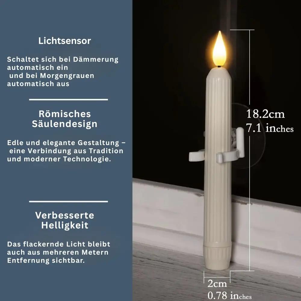 Window Candles Plastic 18.2 cm 7.2" Ivory Window Decoration Flameless LED Flickering Lights With Twilight Sensor Timer Set | Thomler