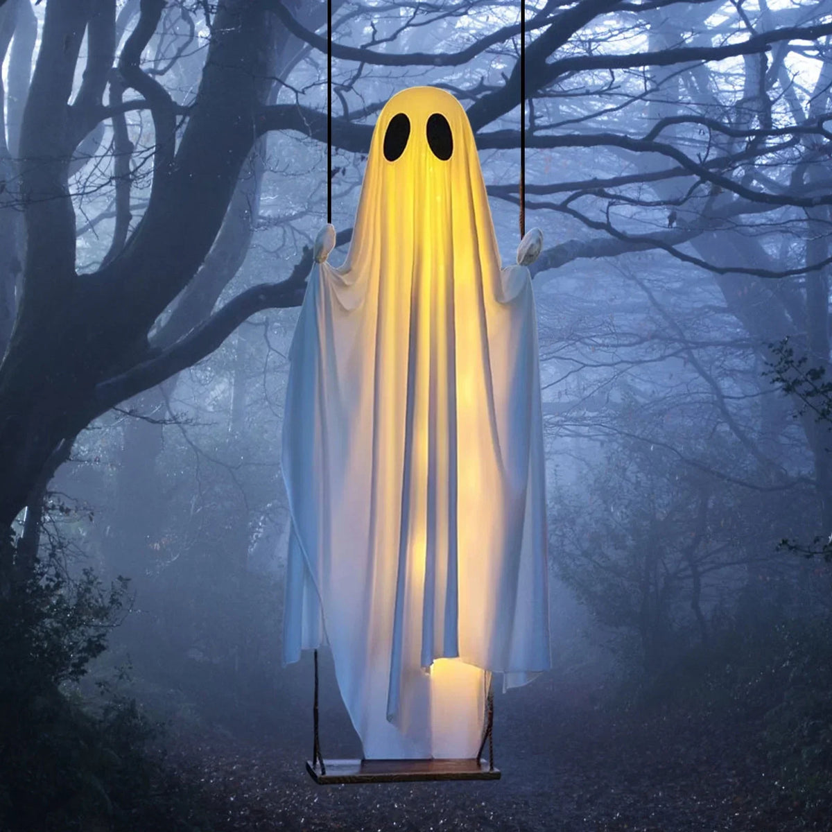 Illuminated Swinging Ghost Decoration with LED Lights for Outdoor Porch Display | Thomler