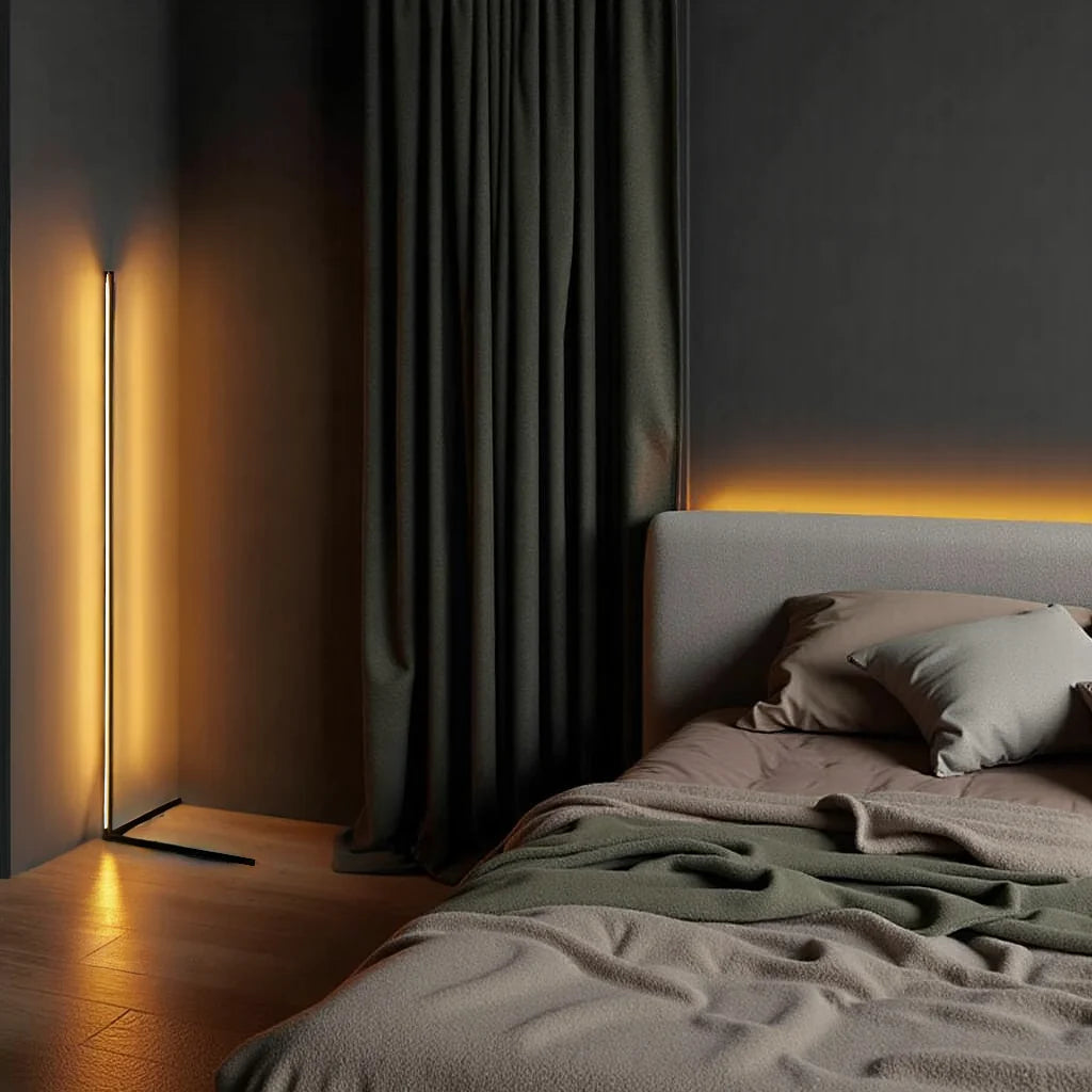 Modern RGB LED Floor Lamp with Remote | Adjustable Warm White & Color Changing Standing Light for Living Room Corner & Home Ambiance | 24W | Thomler