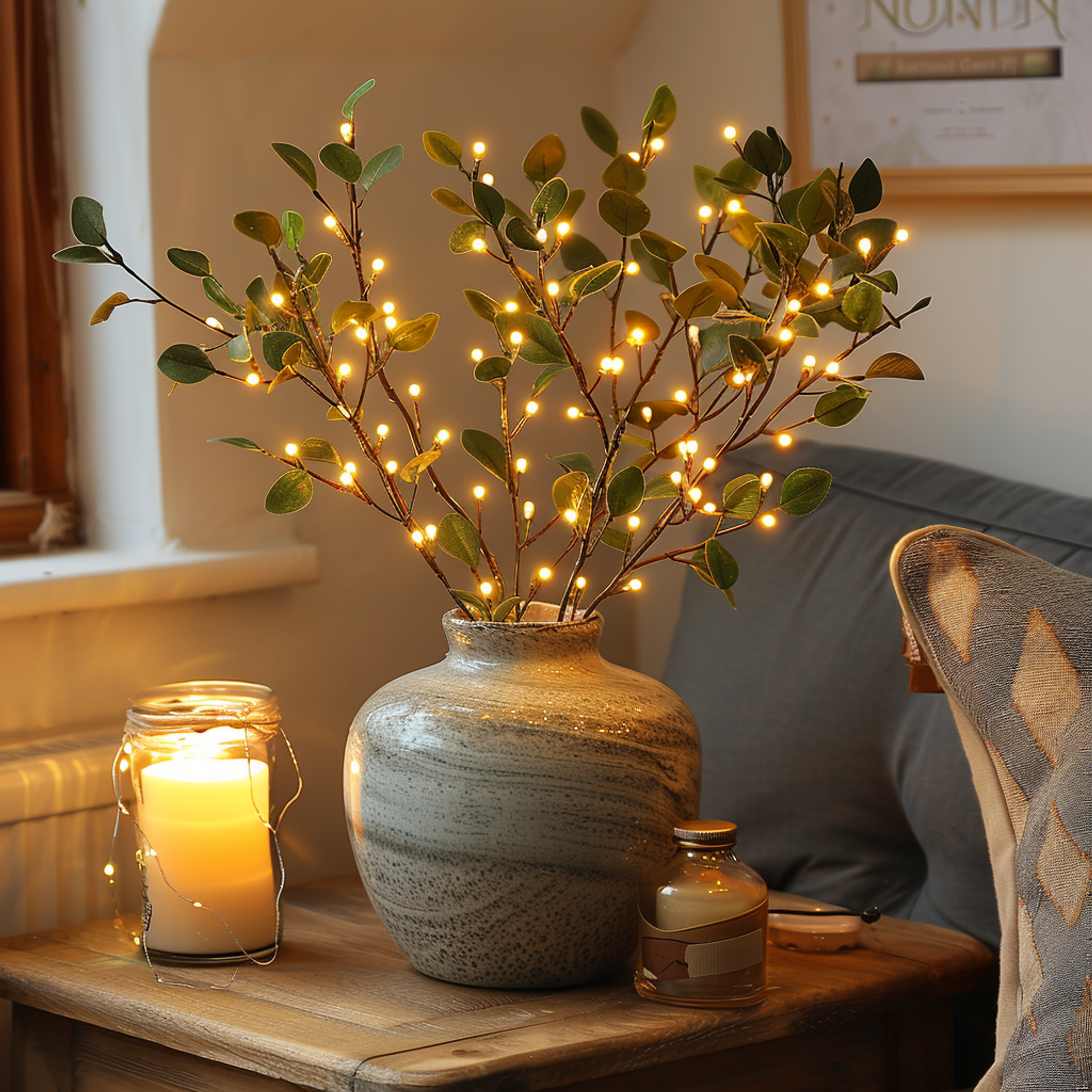 Light Branch Olive 70.0 cm Warm White LED Home Decor Flexible Battery Operated Vase Display Ambient Lighting | Thomler