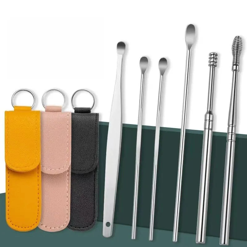Stainless Steel Ear Cleaning Tool Set with Portable Case for Safe Wax Removal | Reusable Earwax Remover Kit for Adults and Kids | Profession | Thomler