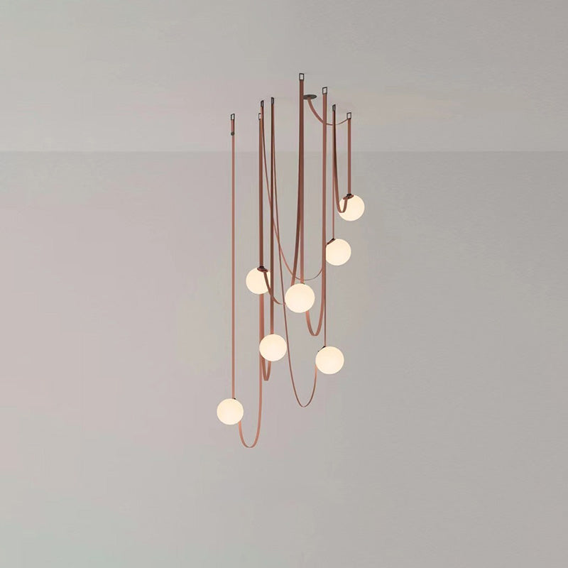 Pendant Light Leather Glass Globe 15.0 cm Adjustable Living Room Dining Room Hanging Ceiling Light For Sloped Ceilings | Thomler