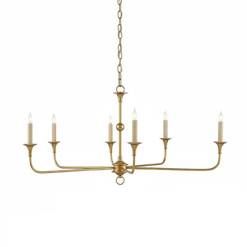 Pendant Light Brass Metal 91.0 cm Dining Room Candle Style Ceiling Chandelier Adjustable Chain E14 Hanging Fixture | Thomler