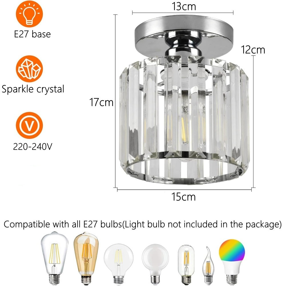 Ceiling Lamp Crystal E27 Black Or Gold Hallway Living Room Bedroom Flush Mount Light Fixture | Thomler
