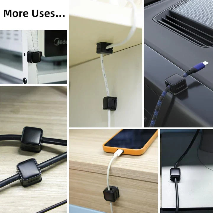 Wire Organizer Clips with Strong Magnet, 3-Pack for Desktop Cord Management, USB Cable Holder for Home Office & Desk | Thomler