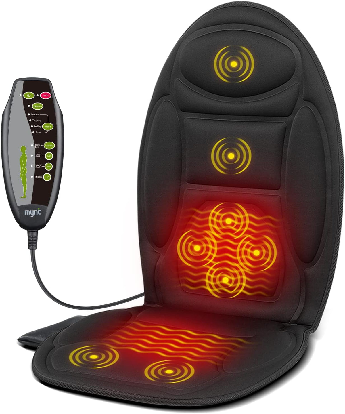 Heated Vibrating Massage Cushion for Office Chair, Car Seat & Recliner – Relieves Back & Leg Tension | Thomler