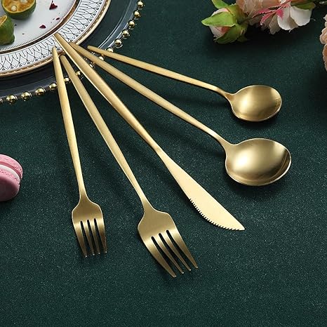 Stainless Steel Flatware Set – Matte Finish 5-Piece Place Settings for Everyday & Formal Dining | Thomler