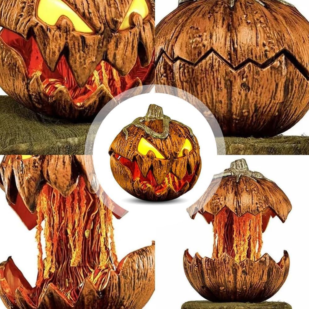 Voice-Triggered Glowing Jack-o'-Lantern Display Piece with Motion Response for Seasonal Home Haunts & Costume Events | Thomler