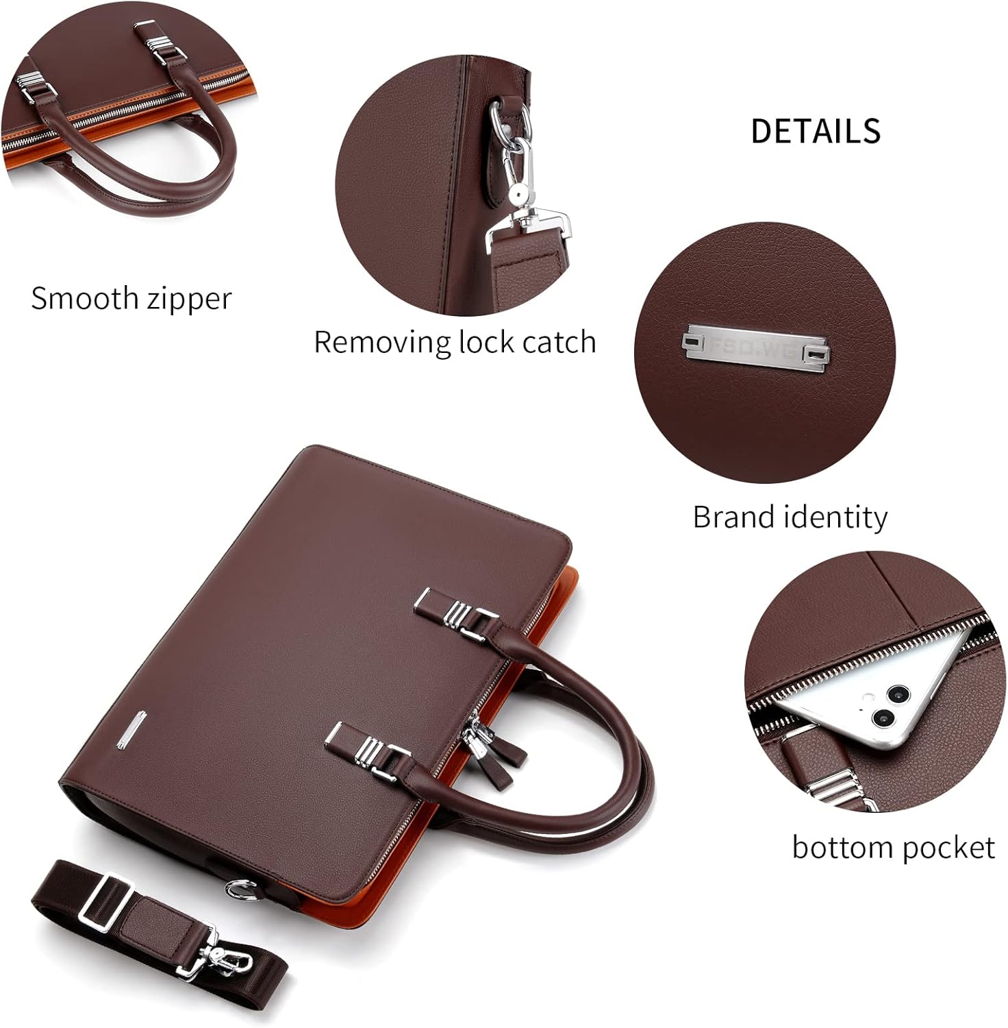 Executive Leather Laptop Bag 15.6-Inch for Work Travel School Office Business Men Women Professionals | Thomler