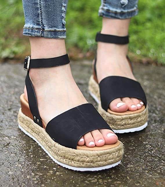 Women's Ankle Strap Platform Wedge Sandals Open Toe Buckle Shoes for Summer Casual Wear | Thomler