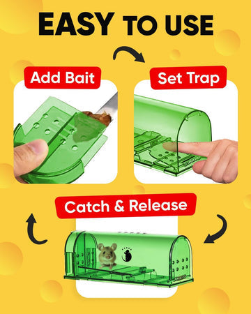Humane Live Catch Mouse Traps Set of 4 Reusable No-Kill Rodent Catchers with Clear Viewing Windows Safe for Kids Pets Indoor Outdoor Pest Co | Thomler