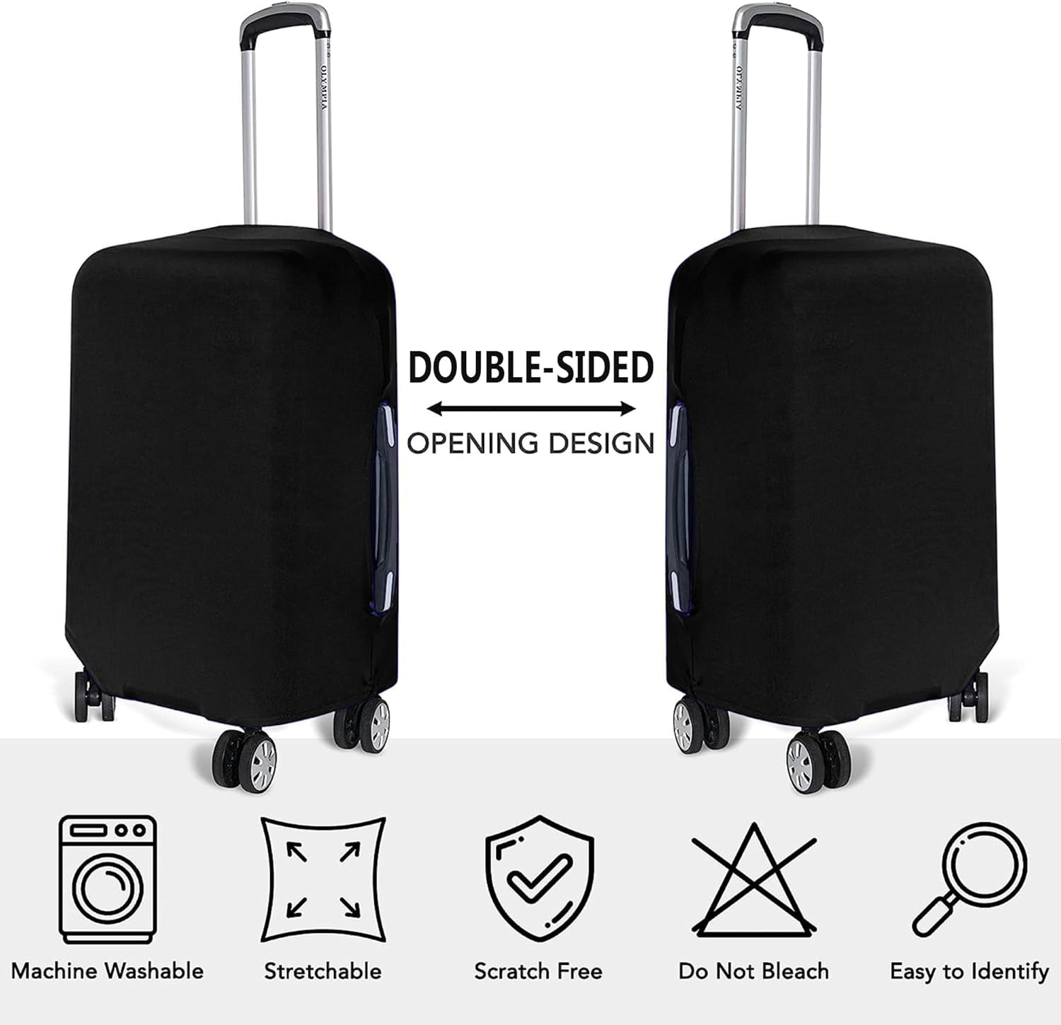 Suitcase Protector 3-Pack Set Elastic Travel Bag Sleeves Tear-Resistant Dust Shield for Carry-On Medium Large Luggage 19-30 Inch Black Hard | Thomler