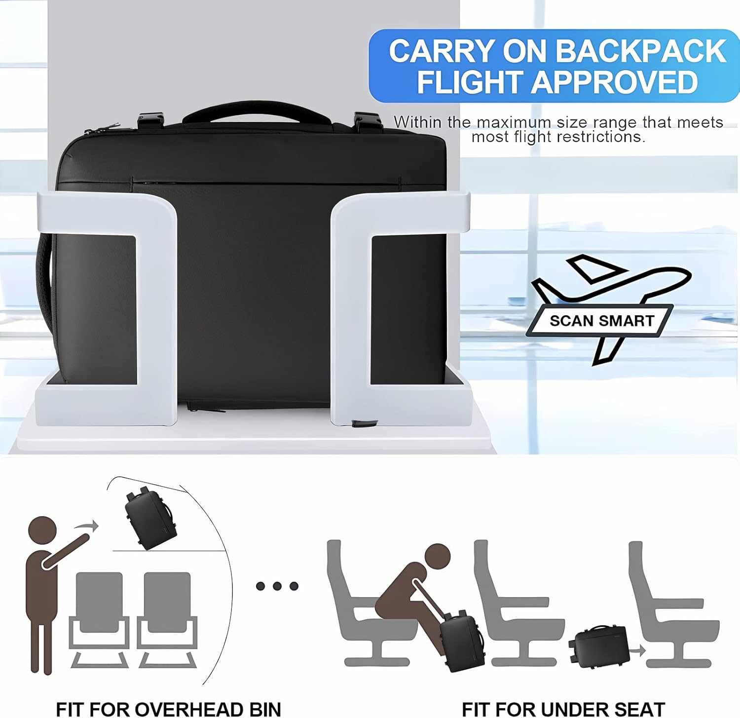 Convertible Carry-On Backpack with Laptop Compartment | Water-Resistant Travel Bag with Duffle Mode | Fits 17-Inch Laptop | Security Pocket | Thomler