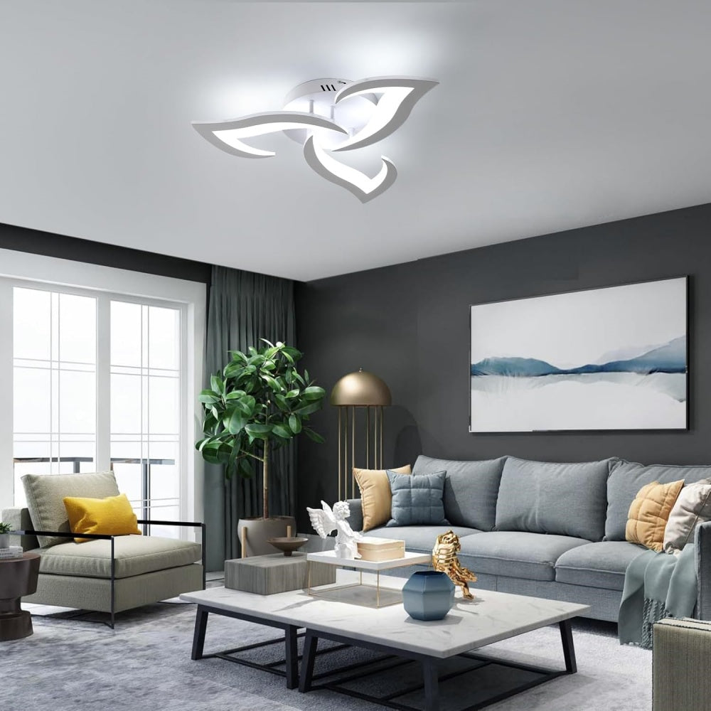 Ceiling Lamp Metal Acrylic 55.0 cm Black LED Living Room Bedroom Flower Design Flush Mount Lighting | Thomler