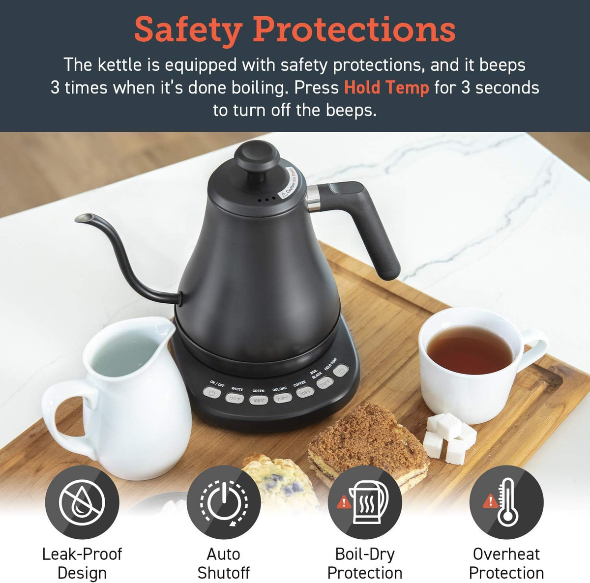 1200W Precision Pour Kettle with Digital Temp Control & Swan Neck Spout for Coffee & Tea | Thomler