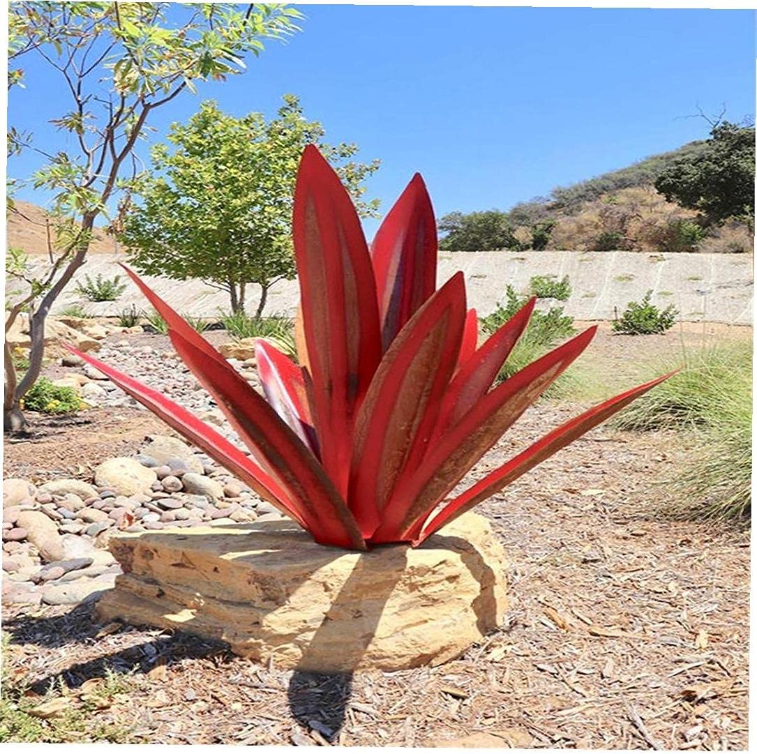 Garden Statue Metal Agave Weather Resistant Indoor Outdoor Patio Landscape Decor Rustic Sculpture Yard Accent | Thomler