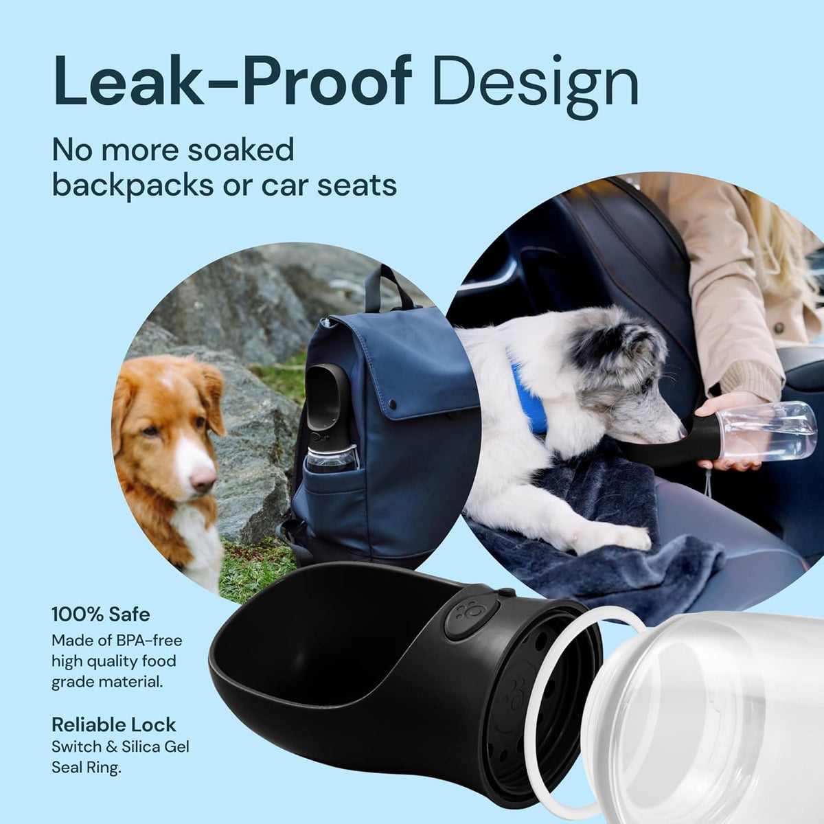 Travel Hydration Dispenser for Dogs with Flip-Top Bowl – 19 fl oz Leak-Proof Design | Thomler