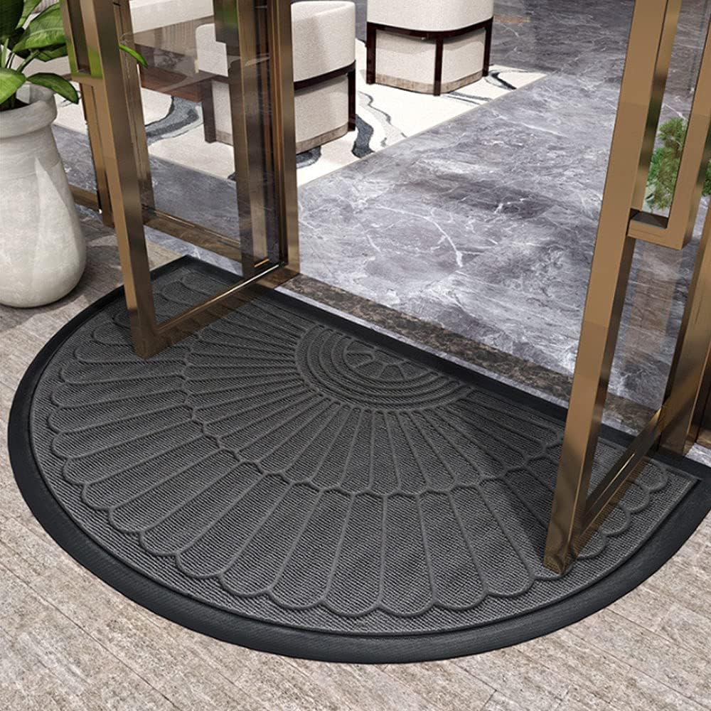 Half-Round Rubber Doormat with Anti-Skid Backing for Front Door, Patio & Mudroom Entrance | Thomler